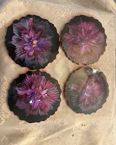 Handmade Resin Flower Coasters – Set of 4 | Purple Bloom Design